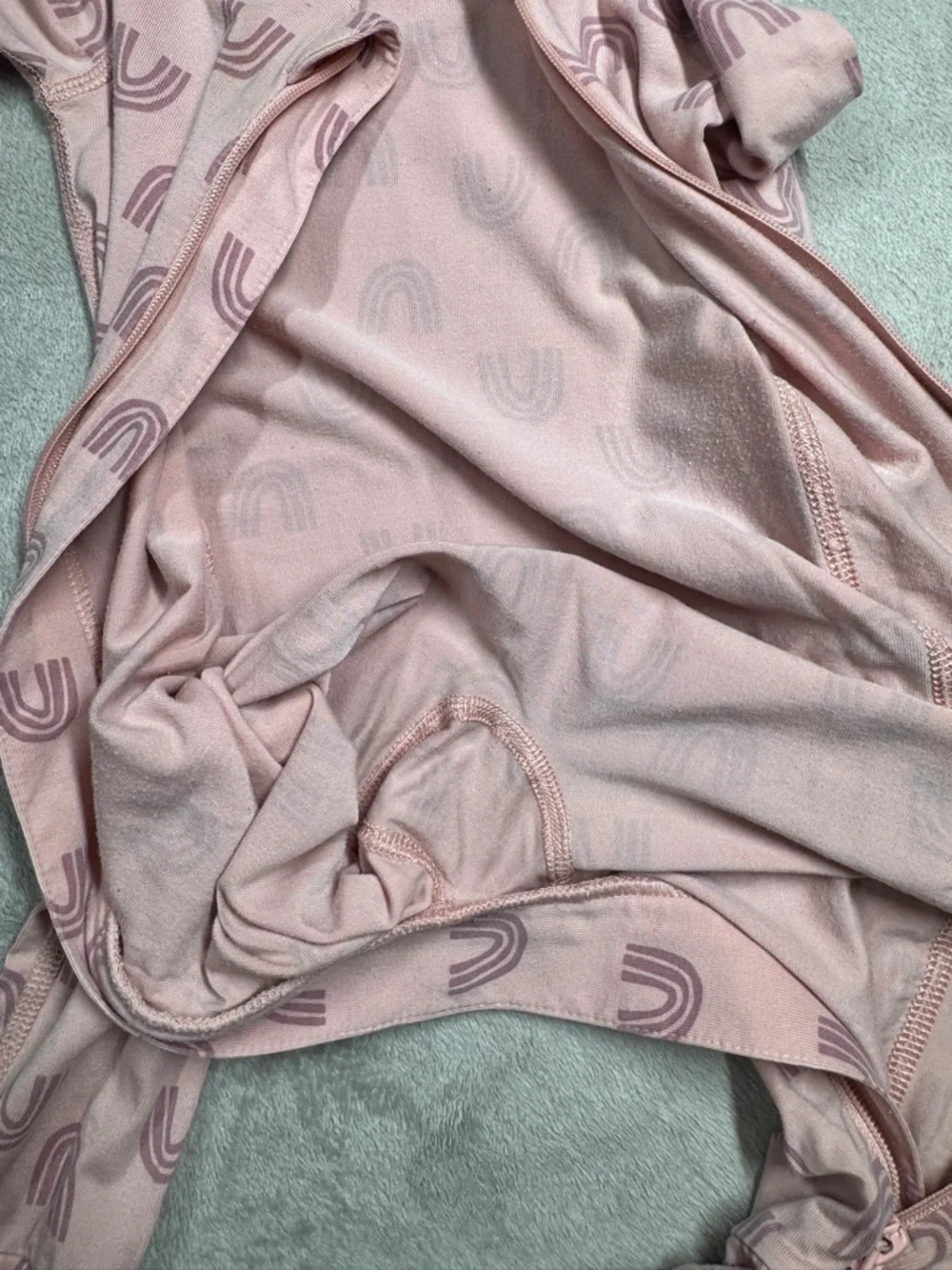 Hanna Andersson Layette Tencel Print Sleeper Blush Pink Rainbow Footie 12-18 M - Picture 14 of 16